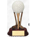 6 3/4" Resin Sculpture Award w/ Oblong Base (Golf Ball on Clubs)